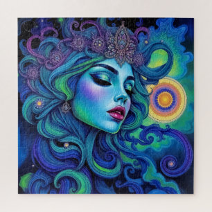 Ethereal Alien Beauty- Vibrant Fantasy Woman Jigsaw Puzzle