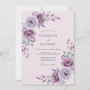 Ethereal Amethyst Plum Petal Wedding Invitation