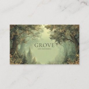 Ethereal Ancient Tree Forest Archway Olive Green Business Card