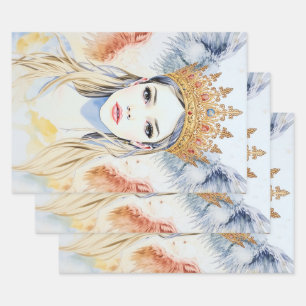 Ethereal Angel Queen Wrapping Paper Sheets