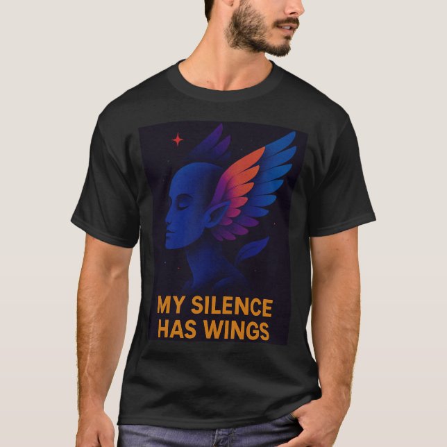 Ethereal Angelic Character Neon Illustration T-Shirt (Front)