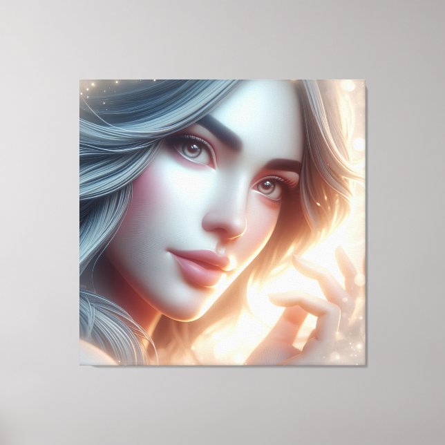 Ethereal Angelic Woman Portrait Art Canvas Print (Front)