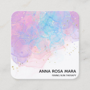 *~* Ethereal AP46 Magical Glitter Abstract QR Logo Square Business Card