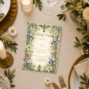 Ethereal Art Nouveau Botanical Romance  Wedding RSVP Card