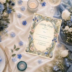 Ethereal Art Nouveau Floral Romance Wedding RSVP Card