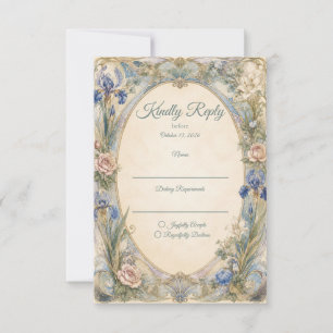 Ethereal Art Nouveau Floral Romance Wedding RSVP Card