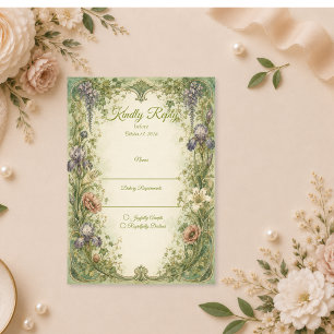 Ethereal Art Nouveau Garden Romance Wedding RSVP Card