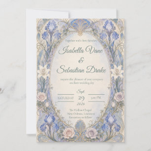Ethereal Art Nouveau Iris Romance Wedding Invitation