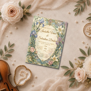 Ethereal Art Nouveau Iris Wedding Invitation