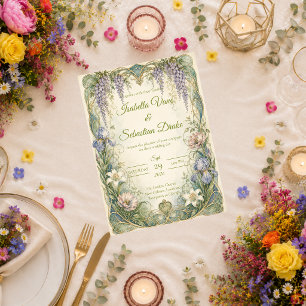 Ethereal Art Nouveau Wisteria Romance Wedding Invitation
