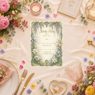 Ethereal Art Nouveau Wisteria Romance Wedding RSVP Card