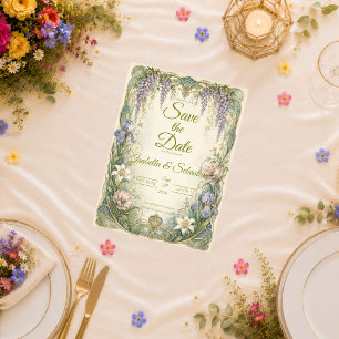Ethereal Art Nouveau Wisteria Romance Wedding Save The Date