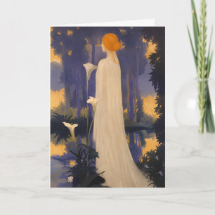 Ethereal Art Nouveau Woman by Moonlit Calla Lilies Card
