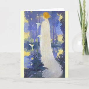 Ethereal Art Nouveau Woman by Moonlit Calla Lilies Card