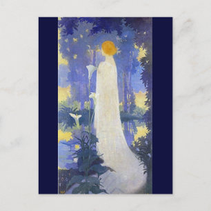 Ethereal Art Nouveau Woman by Moonlit Calla Lilies Postcard