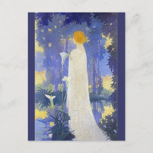 Ethereal Art Nouveau Woman by Moonlit Calla Lilies Postcard
