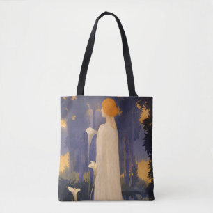 Ethereal Art Nouveau Woman by Moonlit Calla Lilies Tote Bag