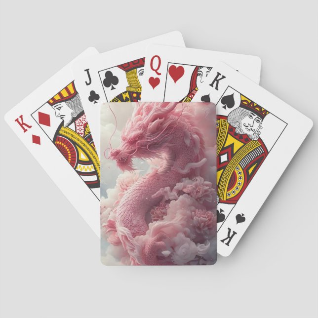 Ethereal Ascension: Pink Dragon in the Clouds Playing Cards (Back)