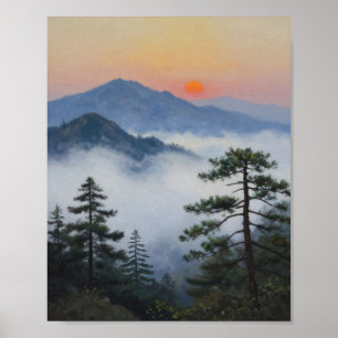 Ethereal Awakening: A Golden Sun Rising Above the Poster