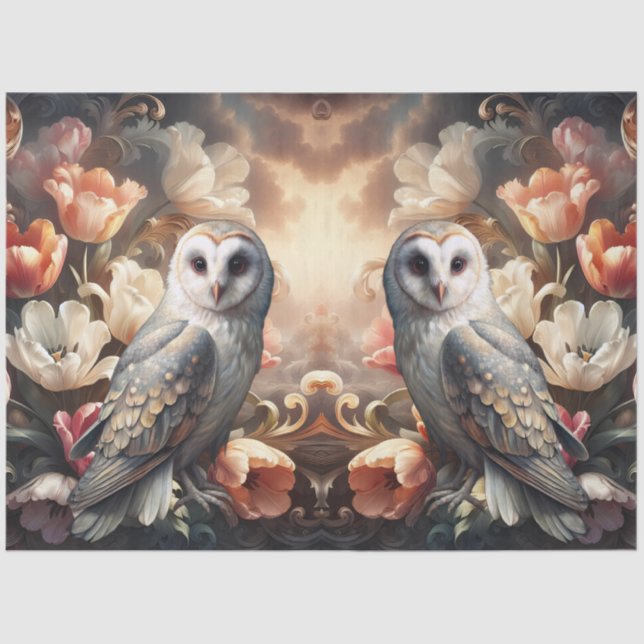 Ethereal Baroque Florals & Owls Decoupage Paper (Front)