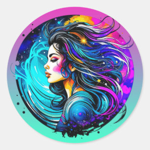 Ethereal Beautiful Woman Never Stop Dreaming Classic Round Sticker