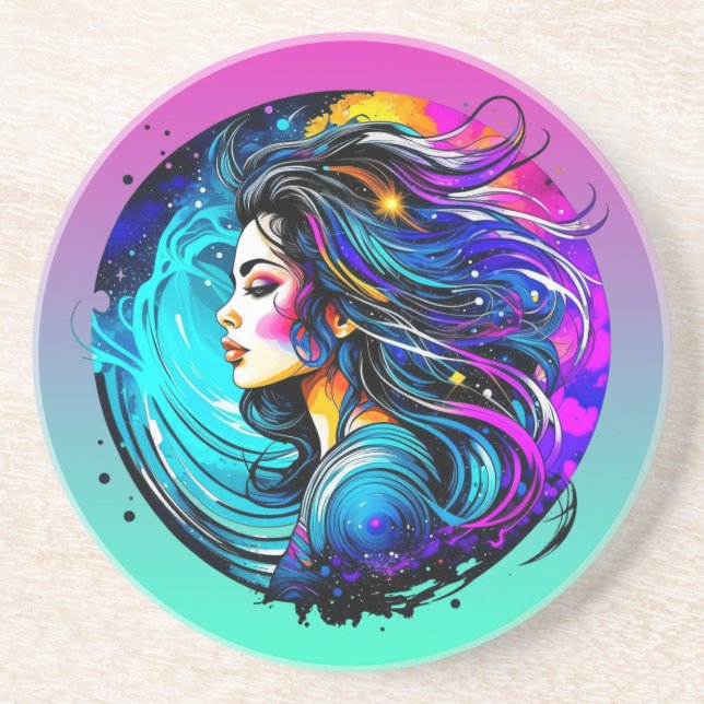 Ethereal Beautiful Woman Never Stop Dreaming Coaster (Front)