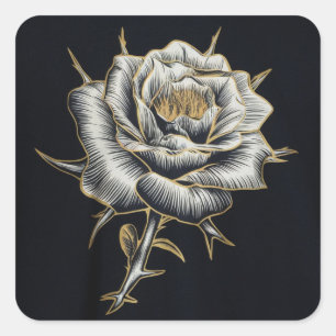  Ethereal Beauty: A Rose of Darkness Square Sticker