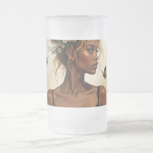 Ethereal Beauty in Bloom Frosted Glass Beer Mug