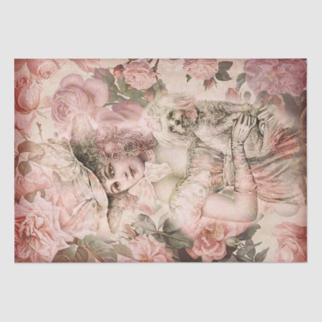 Ethereal Beauty Vintage Floral Decoupage Tissue Paper (Front)