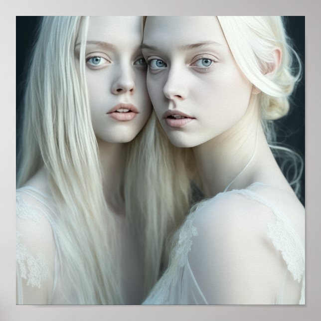 Ethereal Beauty: White-Haired Pair in Stunning Ful Poster (Front)