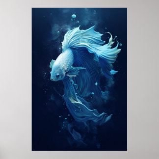 Ethereal Betta Fish Swimming Poster