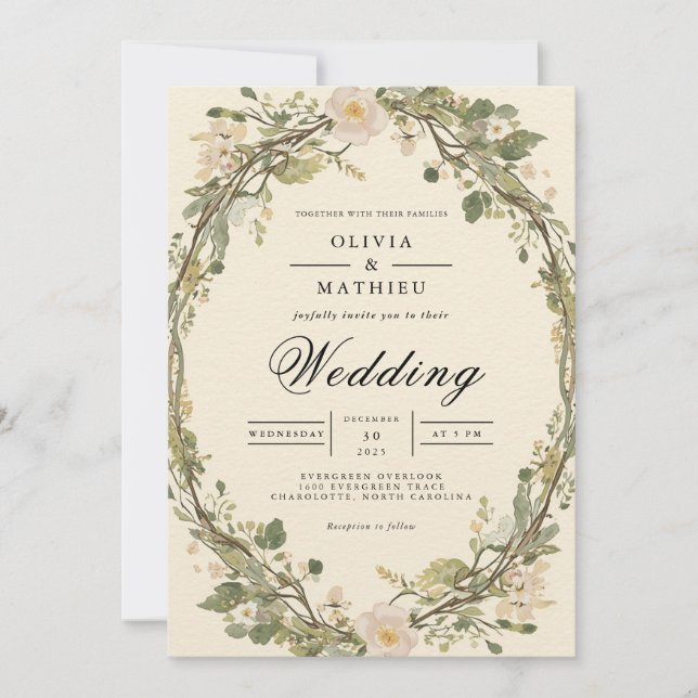 Ethereal Bloom Archway Wedding Invitation (Front)