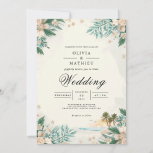 Ethereal Bloom Beach Romance Wedding Invitation