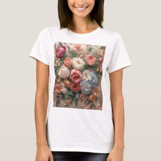 Ethereal Bloom Harmony: Soft Pastel Couture Floral T-Shirt
