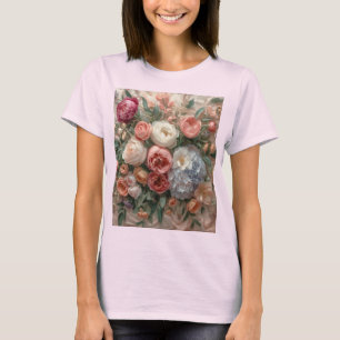 Ethereal Bloom Harmony: Soft Pastel Couture Floral T-Shirt