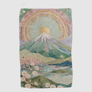 Ethereal Bloom: Pastel Mosaic Volcano in Spring Golf Towel