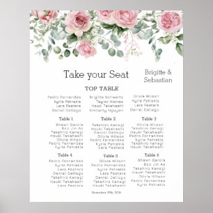 Ethereal Blooms Watercolor Floral Wedding Seat Poster