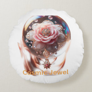  Ethereal Blossom: Jewel of Enchantment Round Cushion