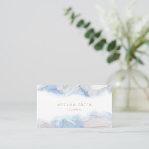 Ethereal Blue Alcohol Ink Modern Business Card