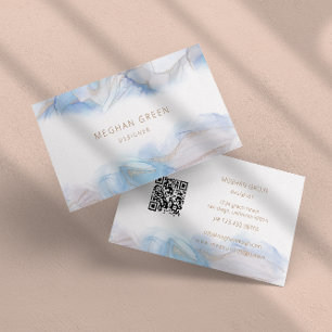 Ethereal Blue Alcohol Ink Modern Business Card