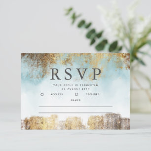 Ethereal Blue and Gold RSVP Card