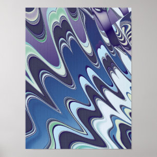 Ethereal Blue and Purple Liquid Marble Wave Fracta Poster