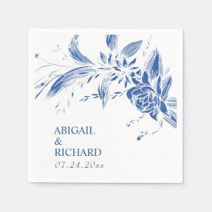 Ethereal blue and white flowers wedding napkin