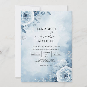 Ethereal Blue Bloom Wedding Invitation