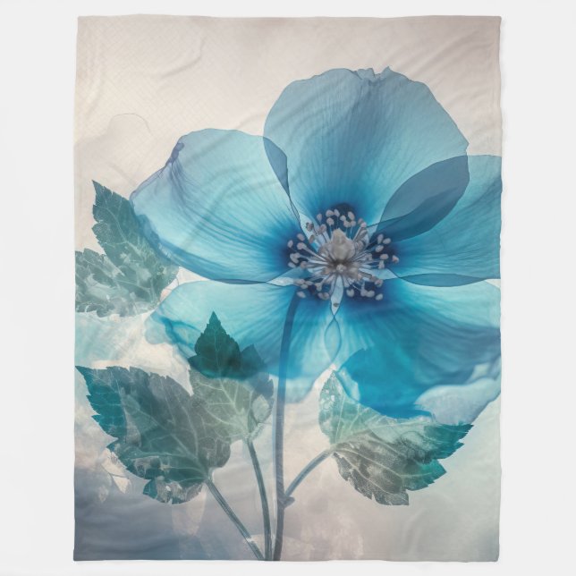 Ethereal Blue Blossom  Fleece Blanket (Front)