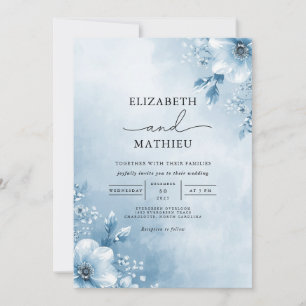 Ethereal Blue Blossom Floral Wedding Invitation