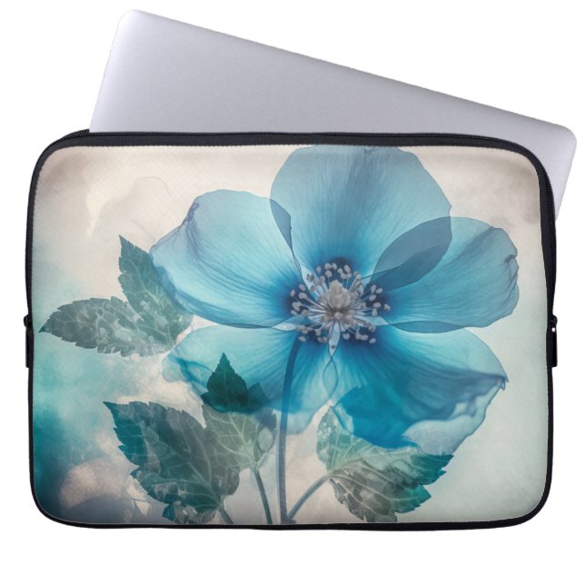 Ethereal Blue Blossom  Laptop Sleeve (Front)