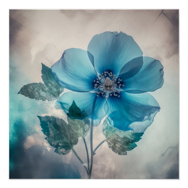 Ethereal Blue Blossom  Poster (Front)