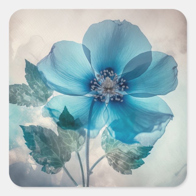 Ethereal Blue Blossom  Square Sticker (Front)