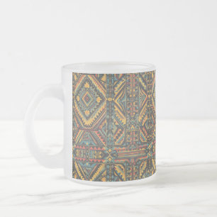 Ethereal Blue "Centuries-Old Geometric Elegance" F Frosted Glass Coffee Mug
